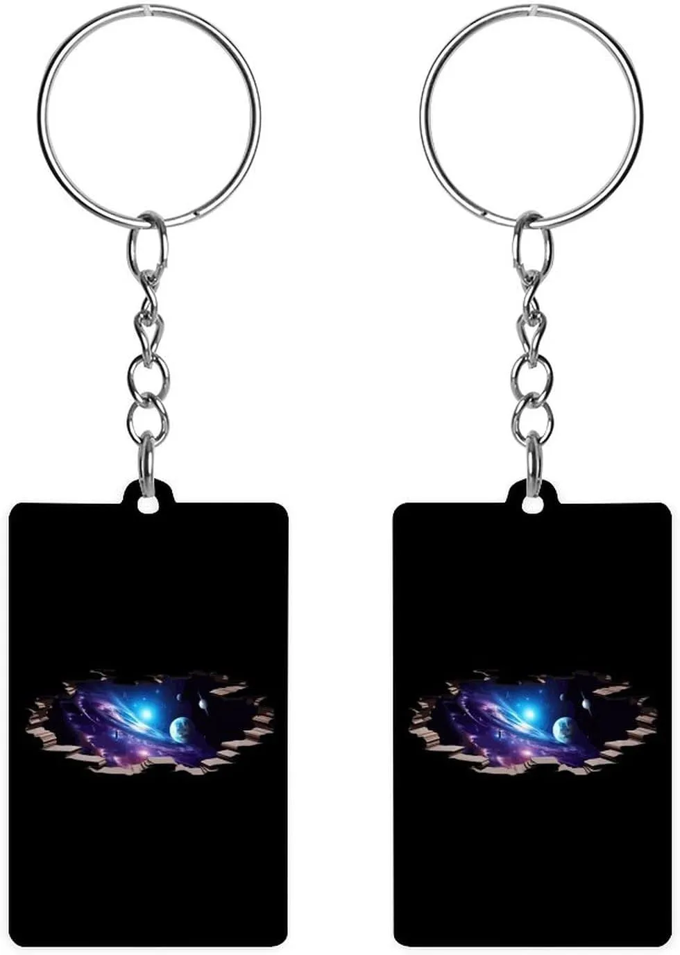 Ceiling Stars Planet Galaxy Printed Acrylic Keychain Blanks Printed Key Ring Tag Rectangle Sign for Men Women