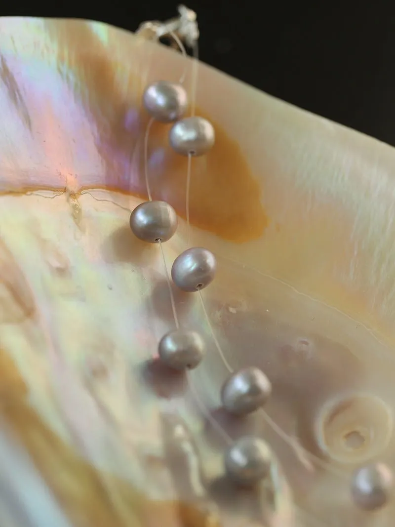 Celestial Dreams Single-layer Freshwater Pearl Necklace-Gray