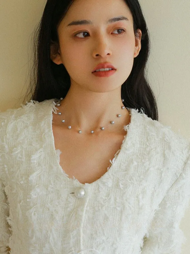 Celestial Dreams Single-layer Freshwater Pearl Necklace-Gray