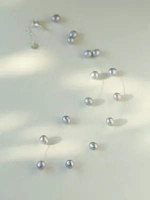 Celestial Dreams Single-layer Freshwater Pearl Necklace-Gray