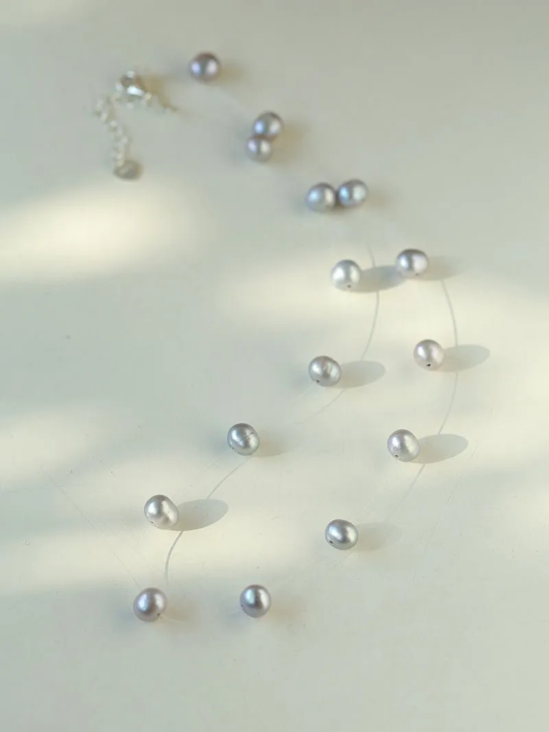 Celestial Dreams Single-layer Freshwater Pearl Necklace-Gray