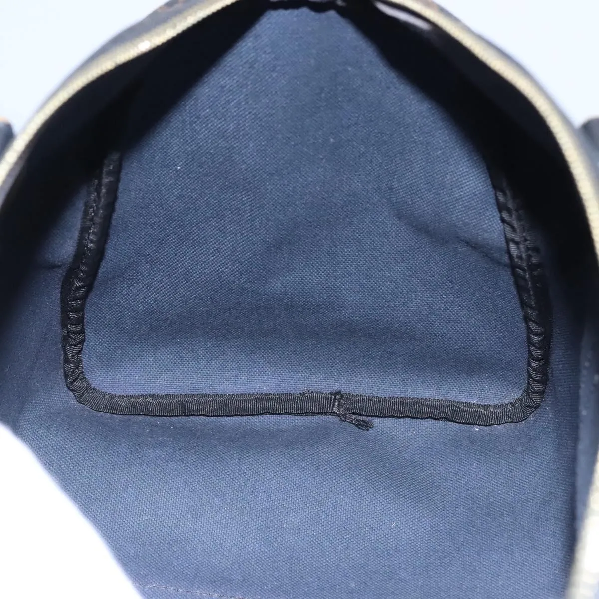 CELINE Macadam Canvas Boston Bag PVC Leather Black Gold Auth am7947