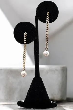 CHAIN PEARL LINK DANGLE EARRING