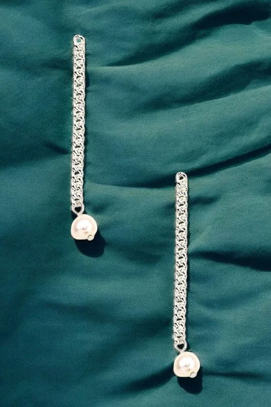 CHAIN PEARL LINK DANGLE EARRING