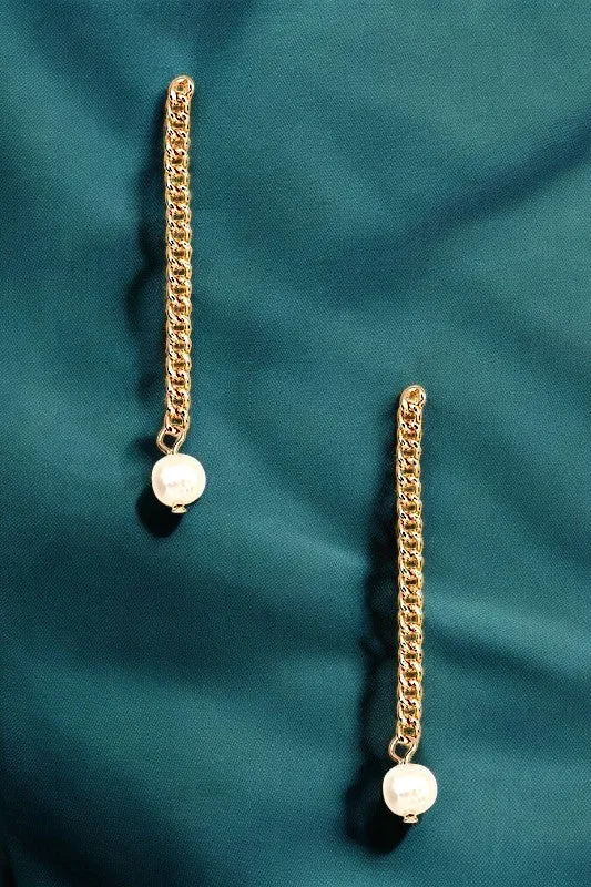 CHAIN PEARL LINK DANGLE EARRING