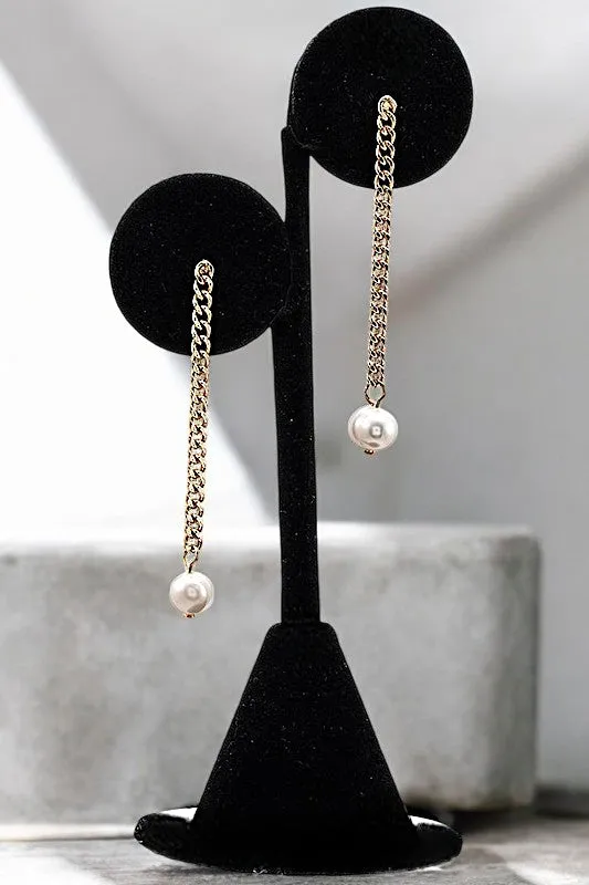 CHAIN PEARL LINK DANGLE EARRING