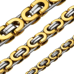 ChainsHouse Flat Byzantine Link Necklace for Men 6mm/8mm/10mm Width, 18K Gold Plated/Stainless Steel Black Byzantine Chain Necklaces, 18" 20" 22" 24" 26" 28" 30" Length, with Gift Box