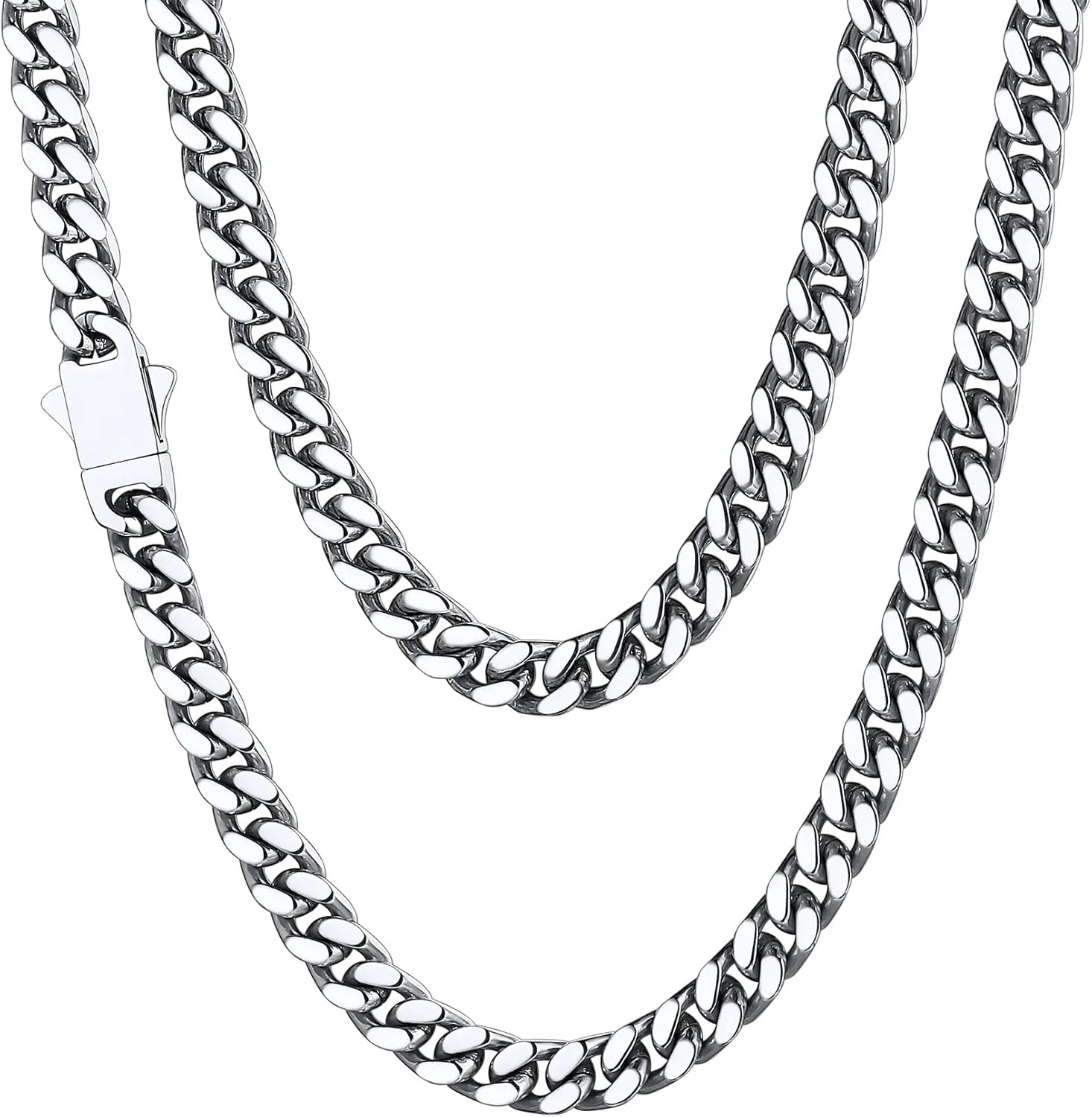 ChainsHouse Stainless Steel Mens Cuban Link Chain, Black/18K Gold Miami Cuban Chain Necklace, 5mm/7mm/9mm/12mm/14mm Width, No Tarnish& Durable Hip Hop Mens Jewelry, 18"-30", Send Gift Box