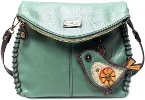 CHALA Charming Flap and Zipper Cross-Body Purse or Shoulder Handbag with Keyfob -Teal