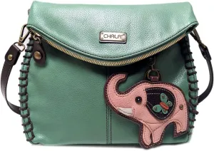 CHALA Charming Flap and Zipper Cross-Body Purse or Shoulder Handbag with Keyfob -Teal