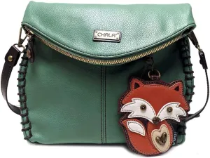 CHALA Charming Flap and Zipper Cross-Body Purse or Shoulder Handbag with Keyfob -Teal