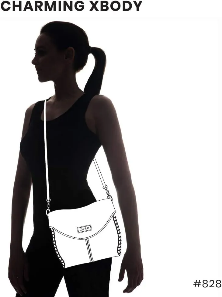 CHALA Charming Flap and Zipper Cross-Body Purse or Shoulder Handbag with Keyfob -Teal