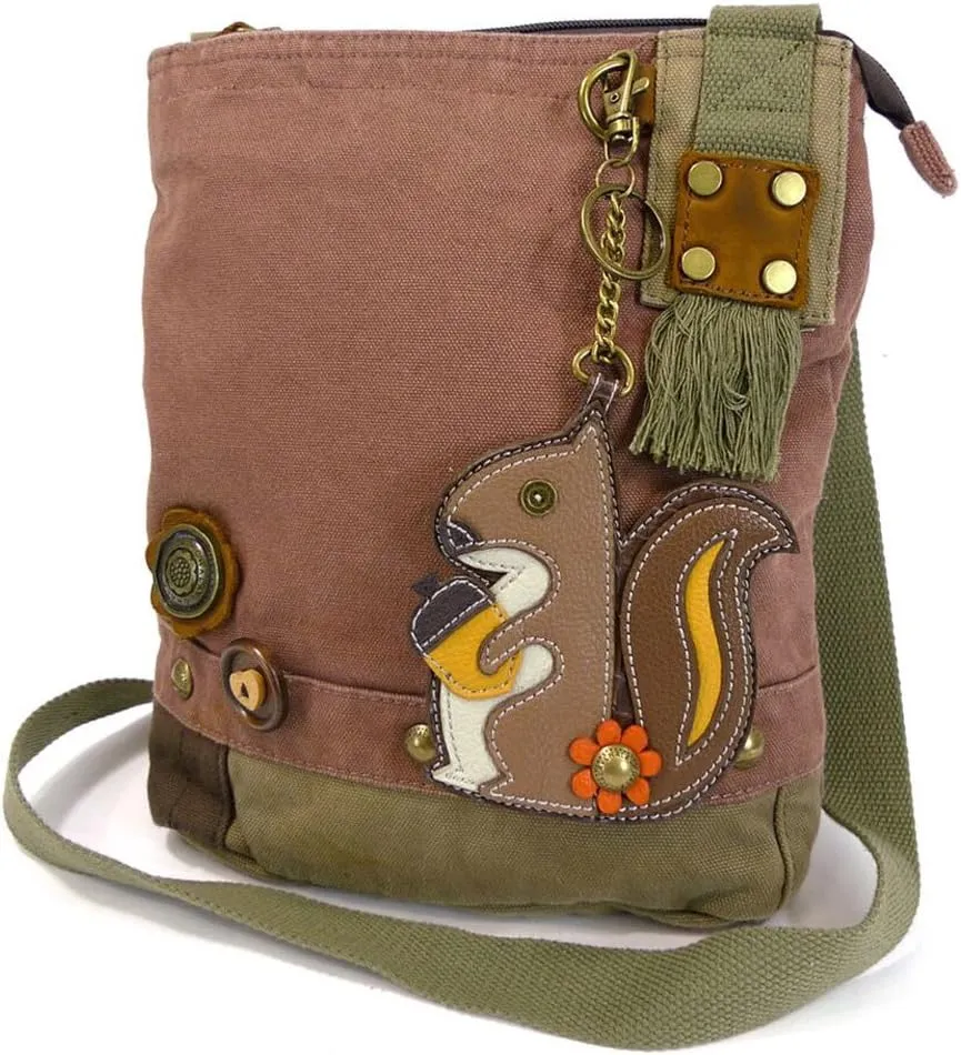 Chala Handbags Patchwork Crossbody Canvas Messenger Bags with Faux Leather Animal Coin Purse