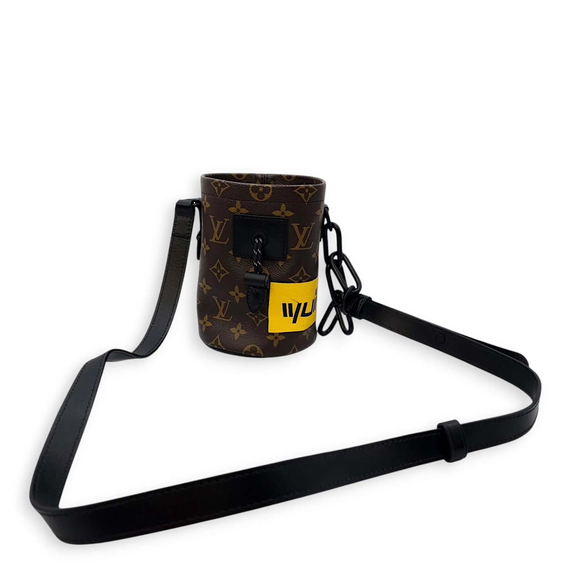 Chalk Bag Nano Brown Crossbody Bag in Coated Canvas, Black powder coated hardware