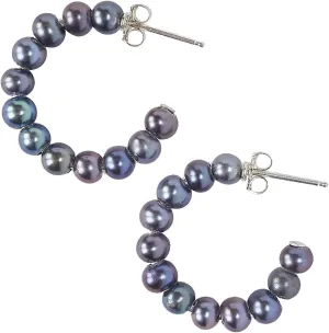 Chan Luu Small Holly Hoop Earrings in Peacock Pearl and Sterling Silver
