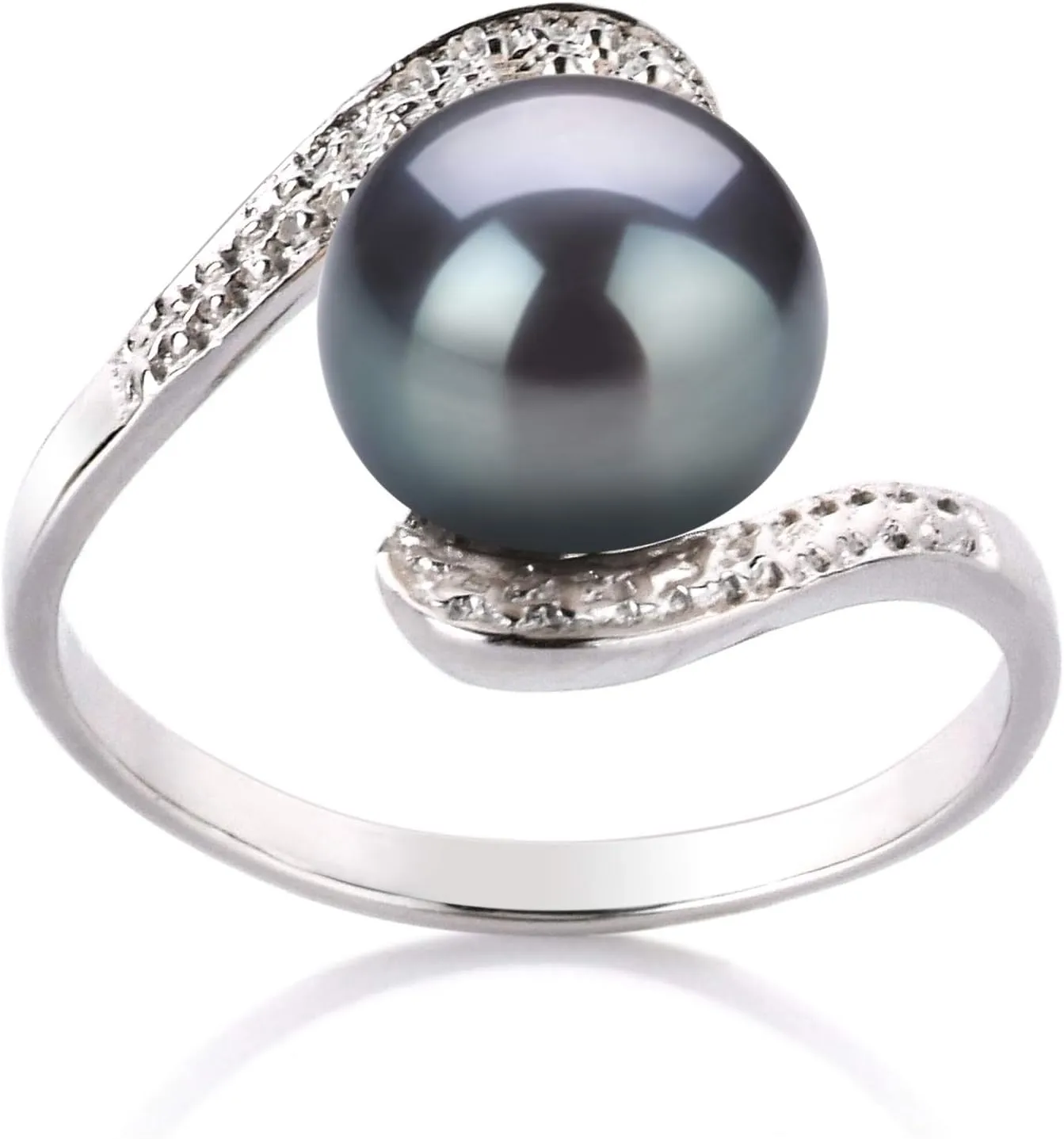 Chantel Black 9-10mm AA Quality Freshwater 925 Sterling Silver Cultured Pearl Ring For Women
