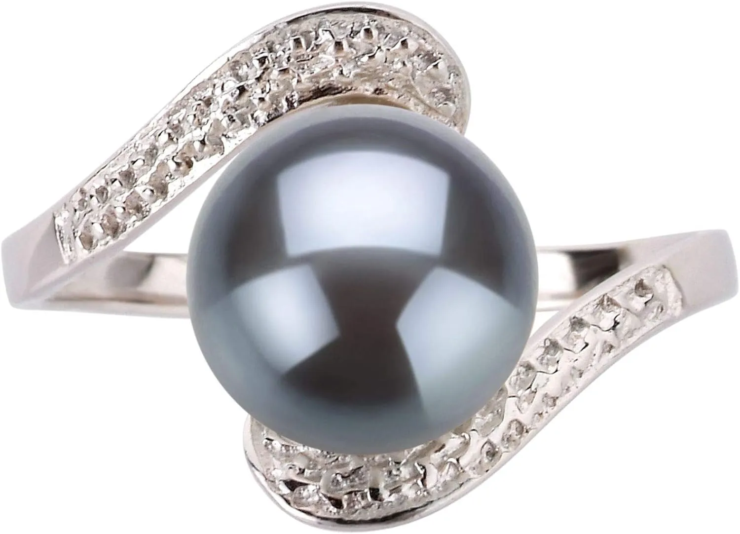 Chantel Black 9-10mm AA Quality Freshwater 925 Sterling Silver Cultured Pearl Ring For Women