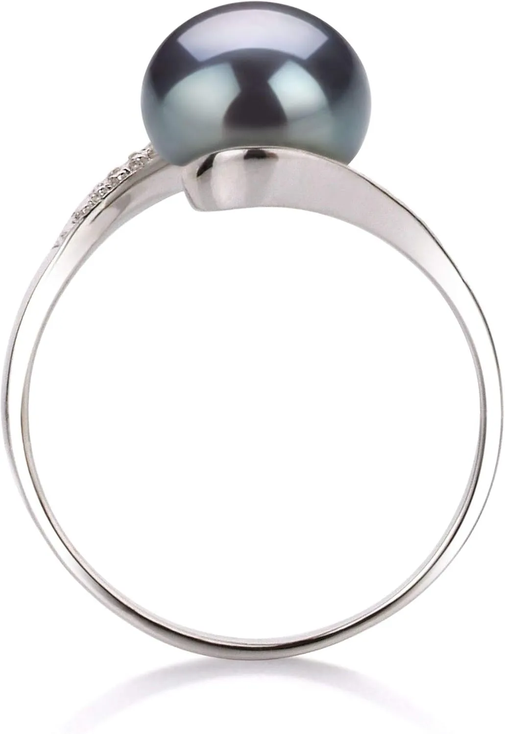 Chantel Black 9-10mm AA Quality Freshwater 925 Sterling Silver Cultured Pearl Ring For Women