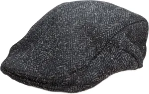 Charcoal Herringbone Handwoven Harris Tweed Mens Scottish Tartan Flat Cap Baker boy 60cm-64cm, Charcoal Herringbone, osz