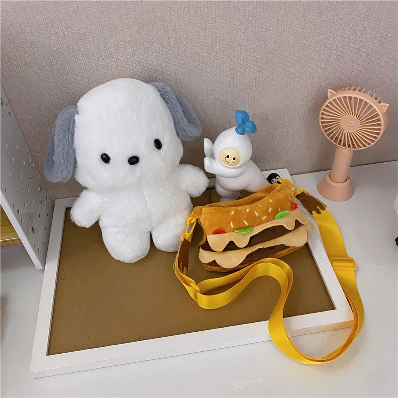Charming Hamburger Bear Pacha Dog Plush Crossbody Bags