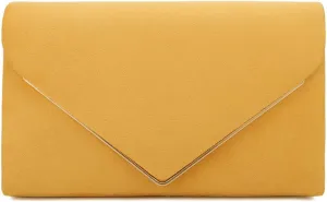 CHARMING TAILOR Faux Suede Clutch Bag Elegant Metal Binding Evening Purse for Wedding/Prom/Black-Tie Events