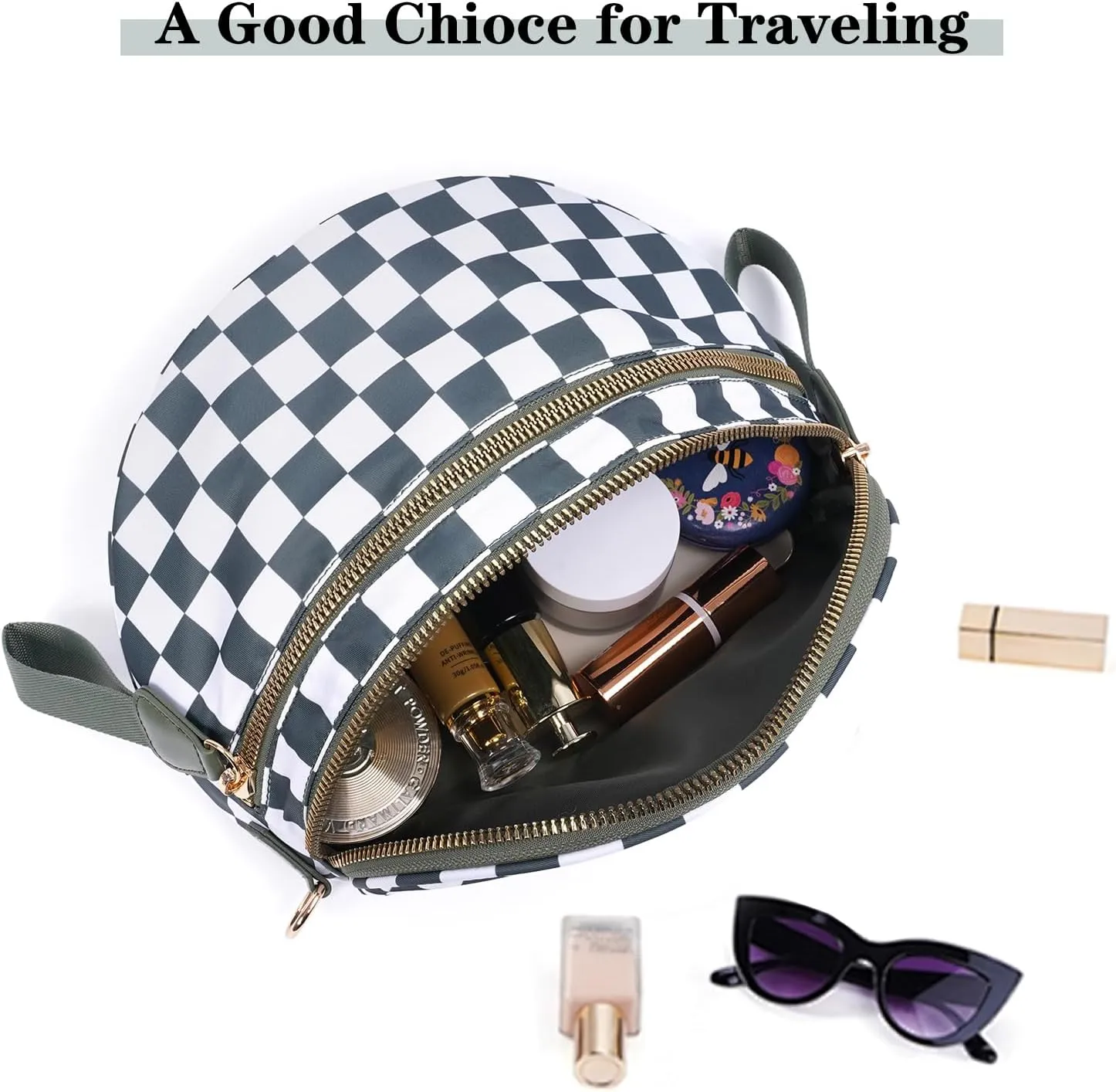 Checkered Crossbody Bags Bum Bag for Women Large Sling Bag Purse with Adjustable Strap（Bean Green Checkered）