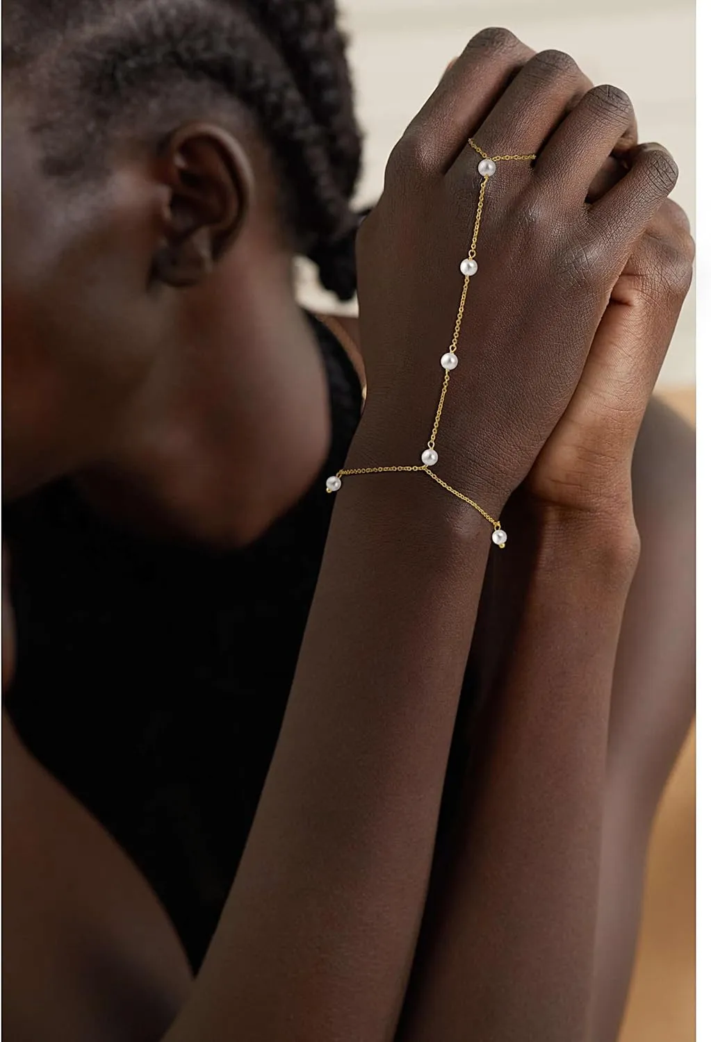 CHESKY Gold Hand Chain Bracelet for Women Trendy, Dainty 14k Gold Plated Ring Bracelets Hand Chain Hypoallergenic Finger Nail Bracelet Simple Gold Hand Jewelry for Women