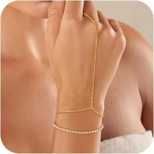 CHESKY Hand Chain Bracelet for Women Trendy, Dainty 14k Gold Plated Ring Bracelets Hand Chain Hypoallergenic Finger Nail Bracelet Gold Hand Jewelry for Women