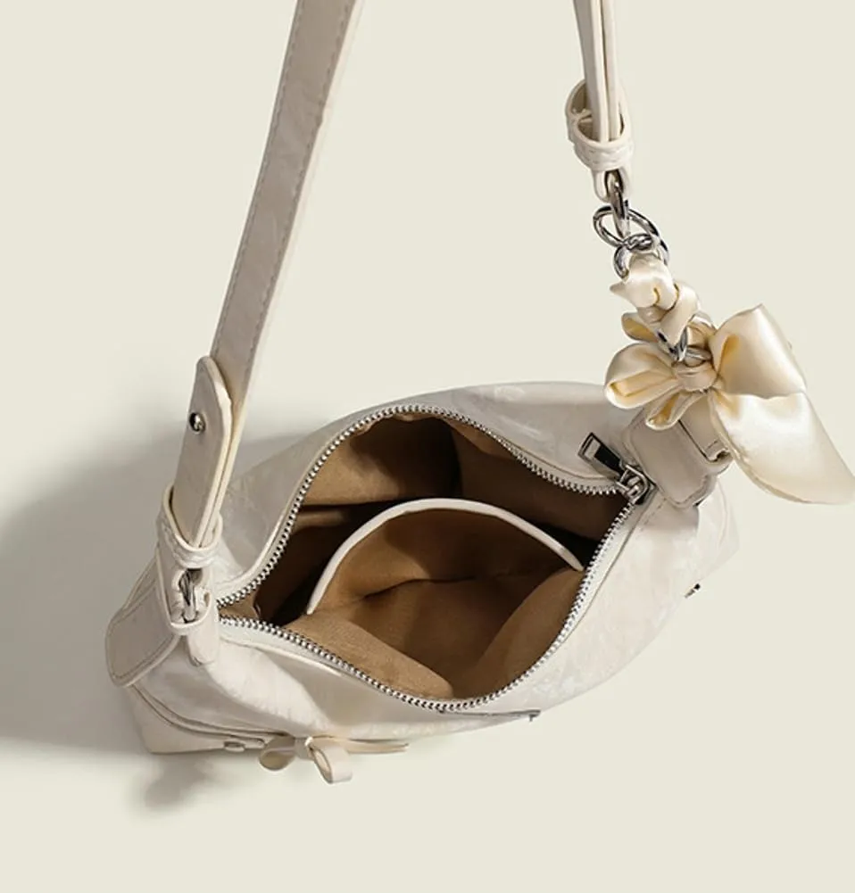 Chic Bow Chain Shoulder Bag, Elegant New Chinese Style Handheld Purse for Women, Trendy Underarm Crossbody Bag