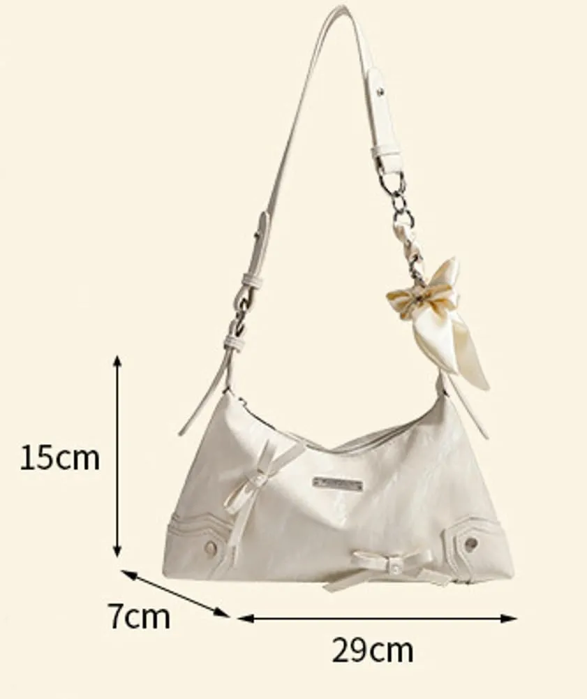 Chic Bow Chain Shoulder Bag, Elegant New Chinese Style Handheld Purse for Women, Trendy Underarm Crossbody Bag