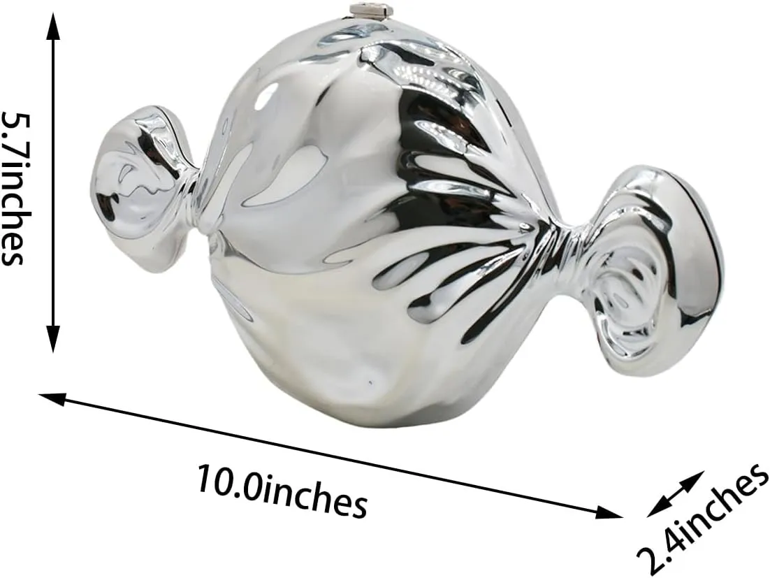 Chic Ladies Candy Shape Evening Clutch Acrylic Evening Handbag Metallic Shoulder Purse for Party Prom Cocktail