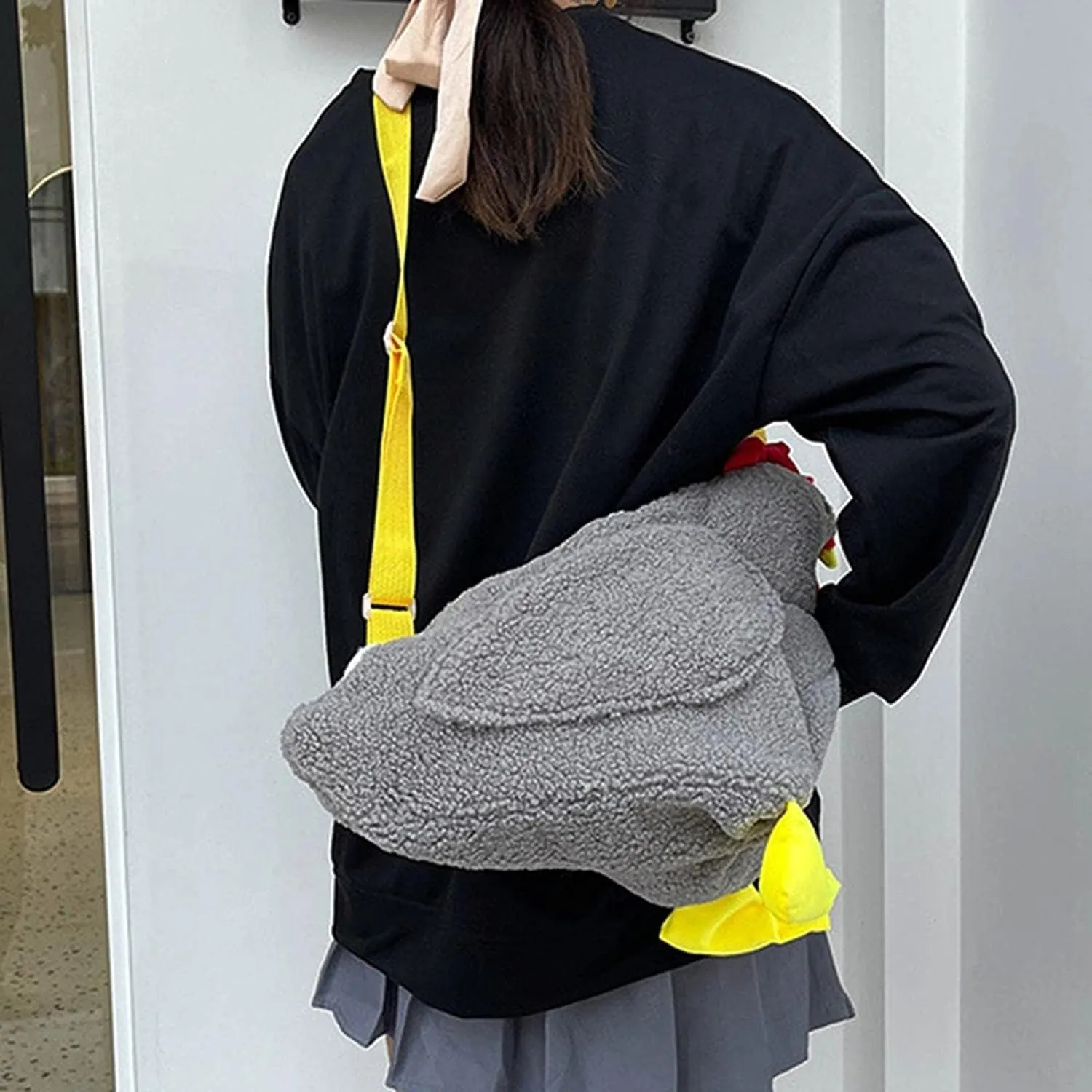 Chicken Purse Cute Chicken Bag Fluffy Hen Shoulder Plush Handbag Crossbody Purse,Funny Animal Cartoon Crossbody Bag