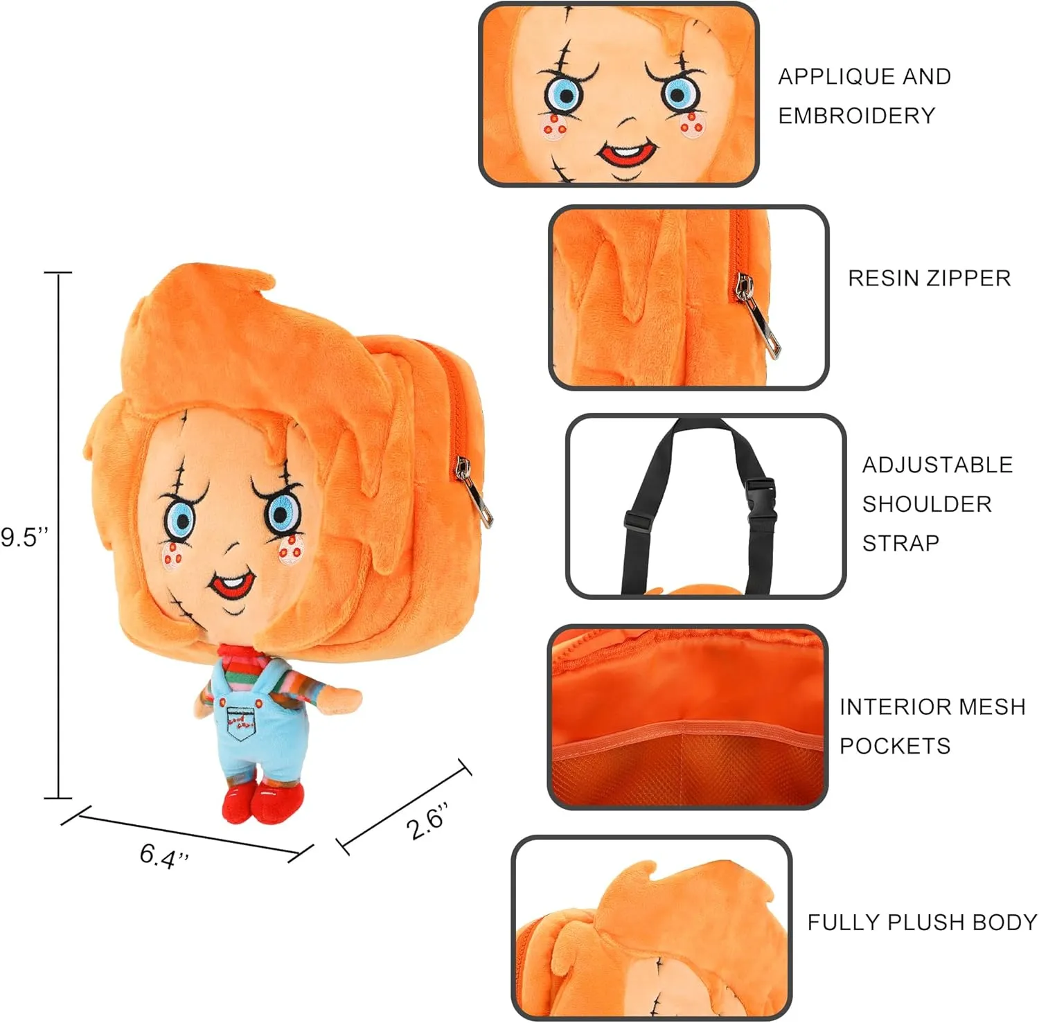 Child's Play Chucky 9.5" Festie Bestie Plush Crossbody Hand Bag