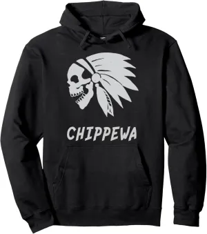 Chippewa Native American Indian Born Freedom Evil Skull Pullover Hoodie