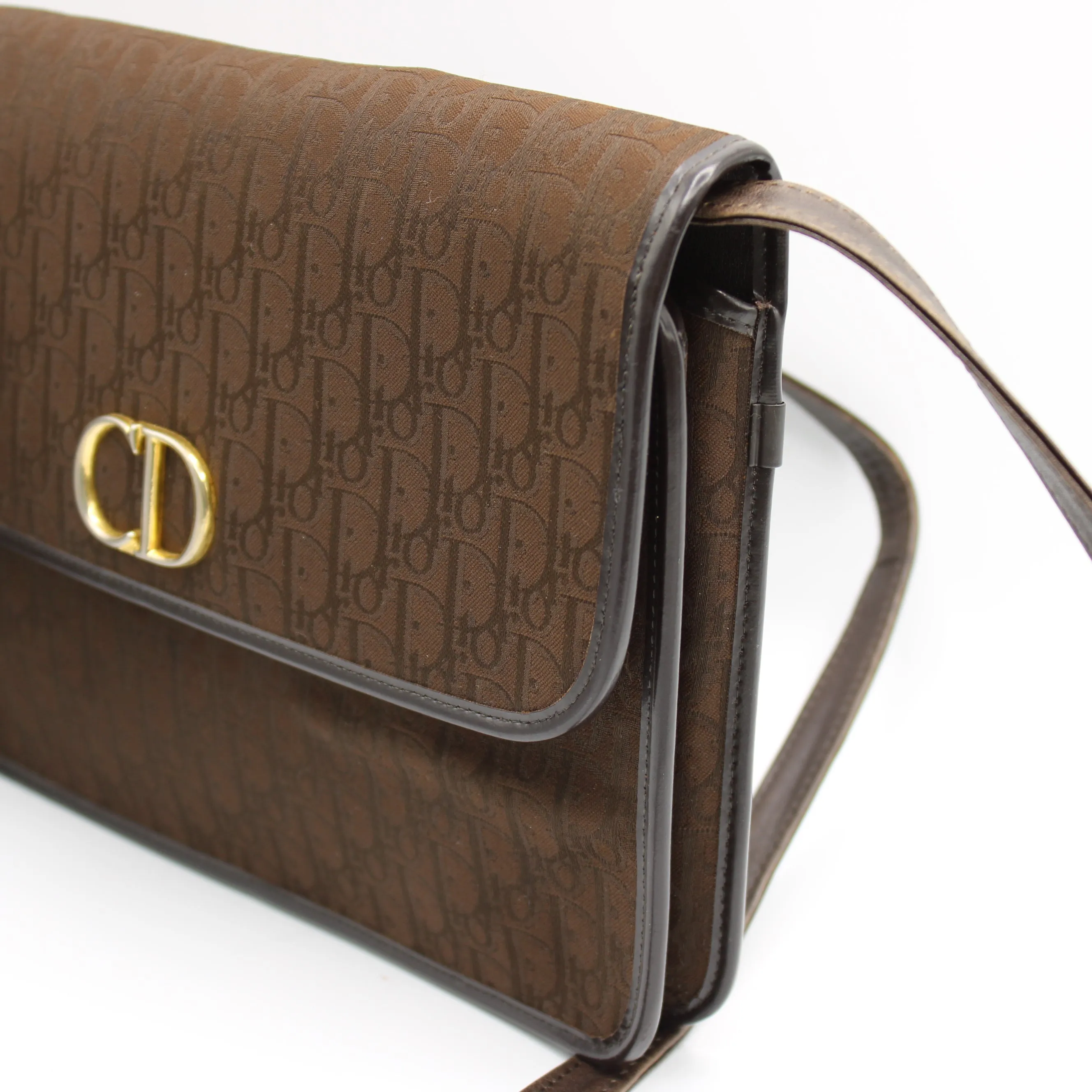 Christian Dior Brown Trotter Canvas Leather Crossbody Bag