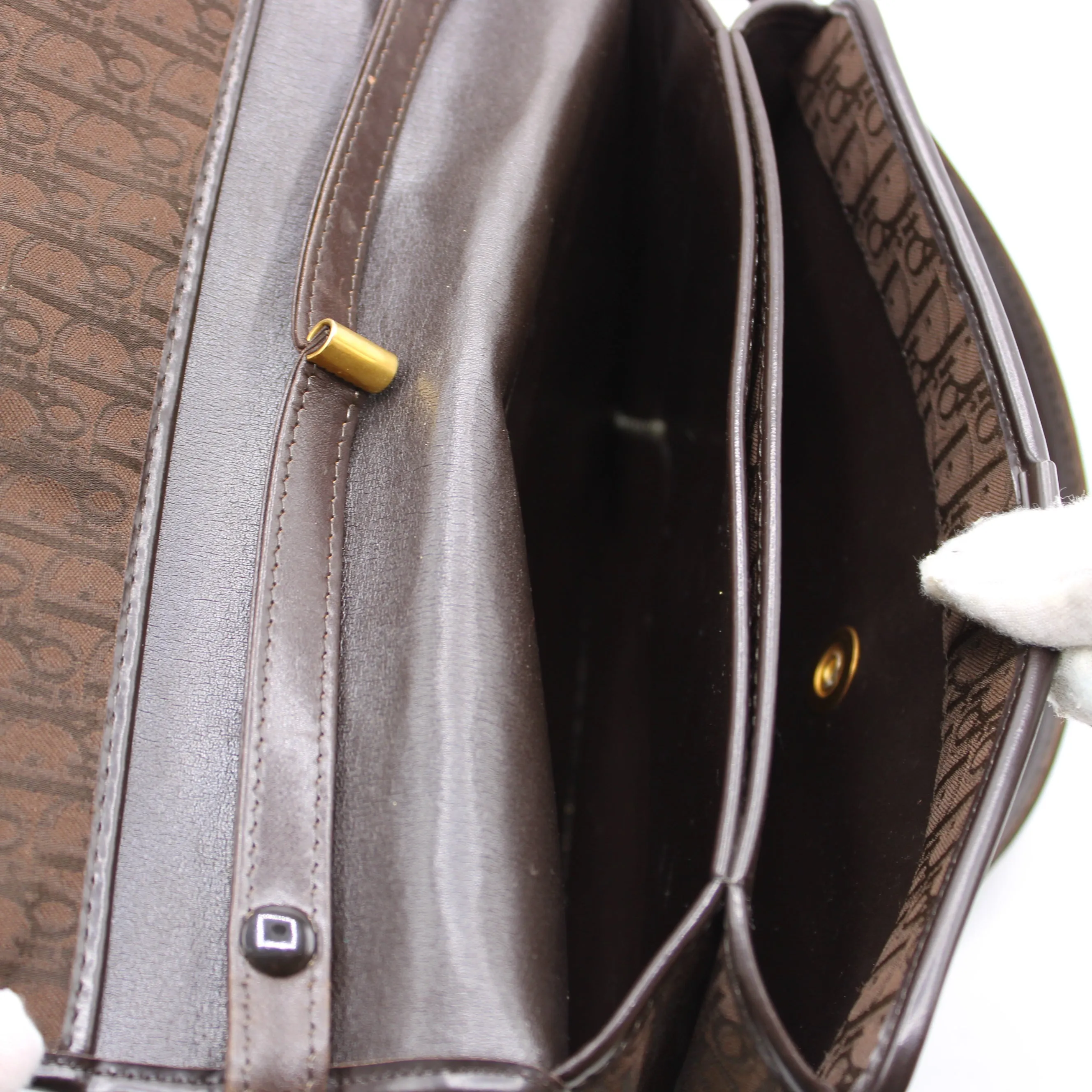 Christian Dior Brown Trotter Canvas Leather Crossbody Bag