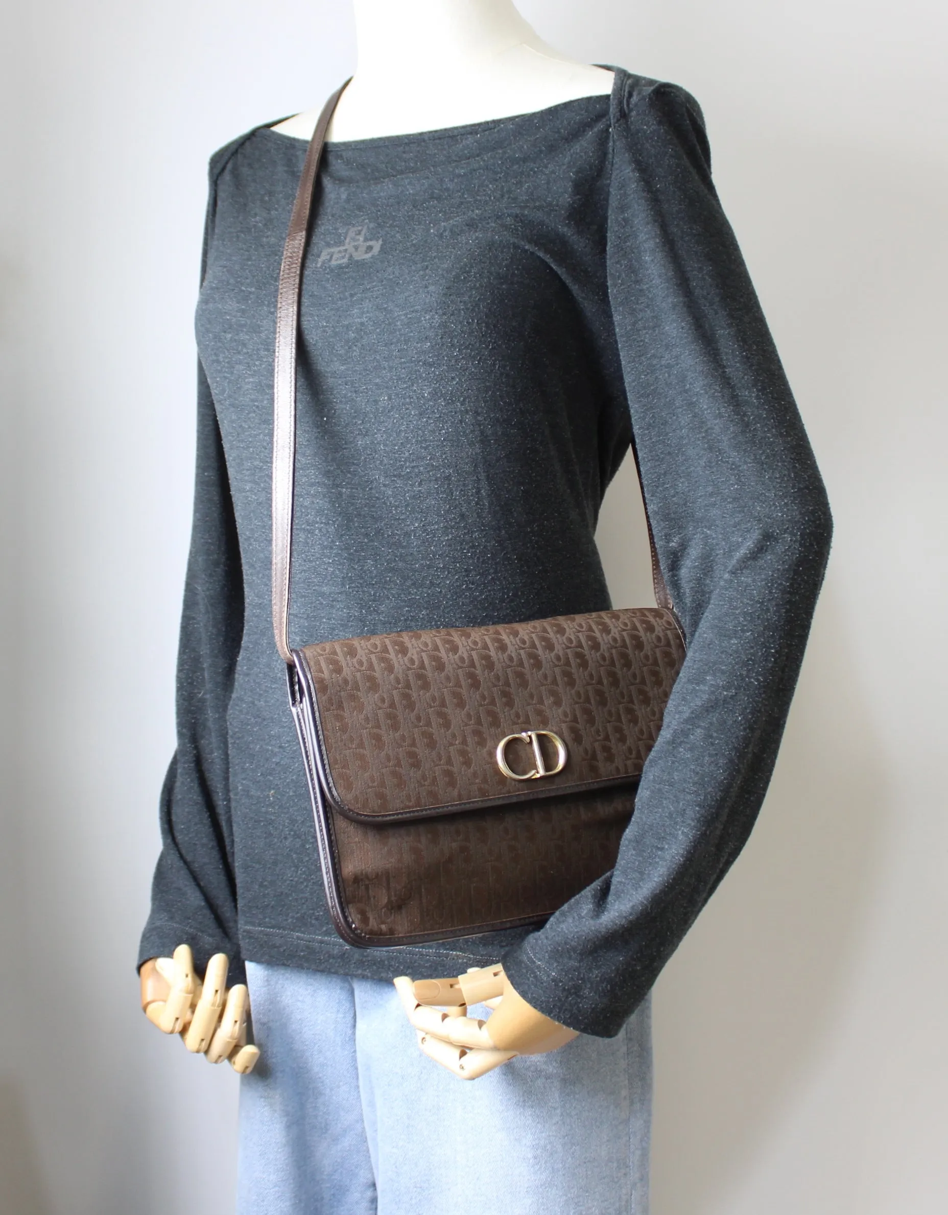 Christian Dior Brown Trotter Canvas Leather Crossbody Bag