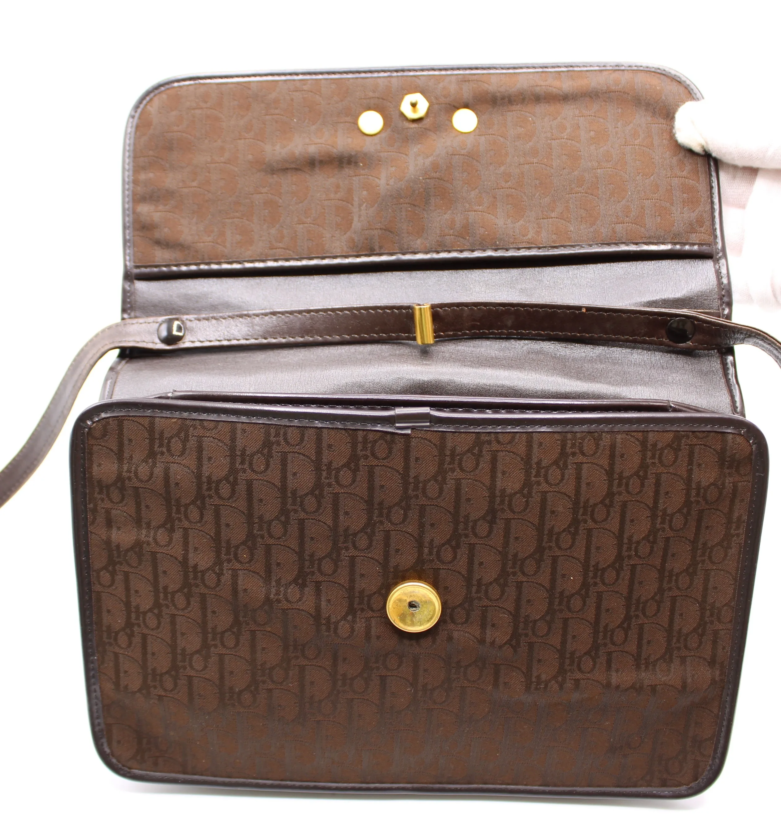 Christian Dior Brown Trotter Canvas Leather Crossbody Bag