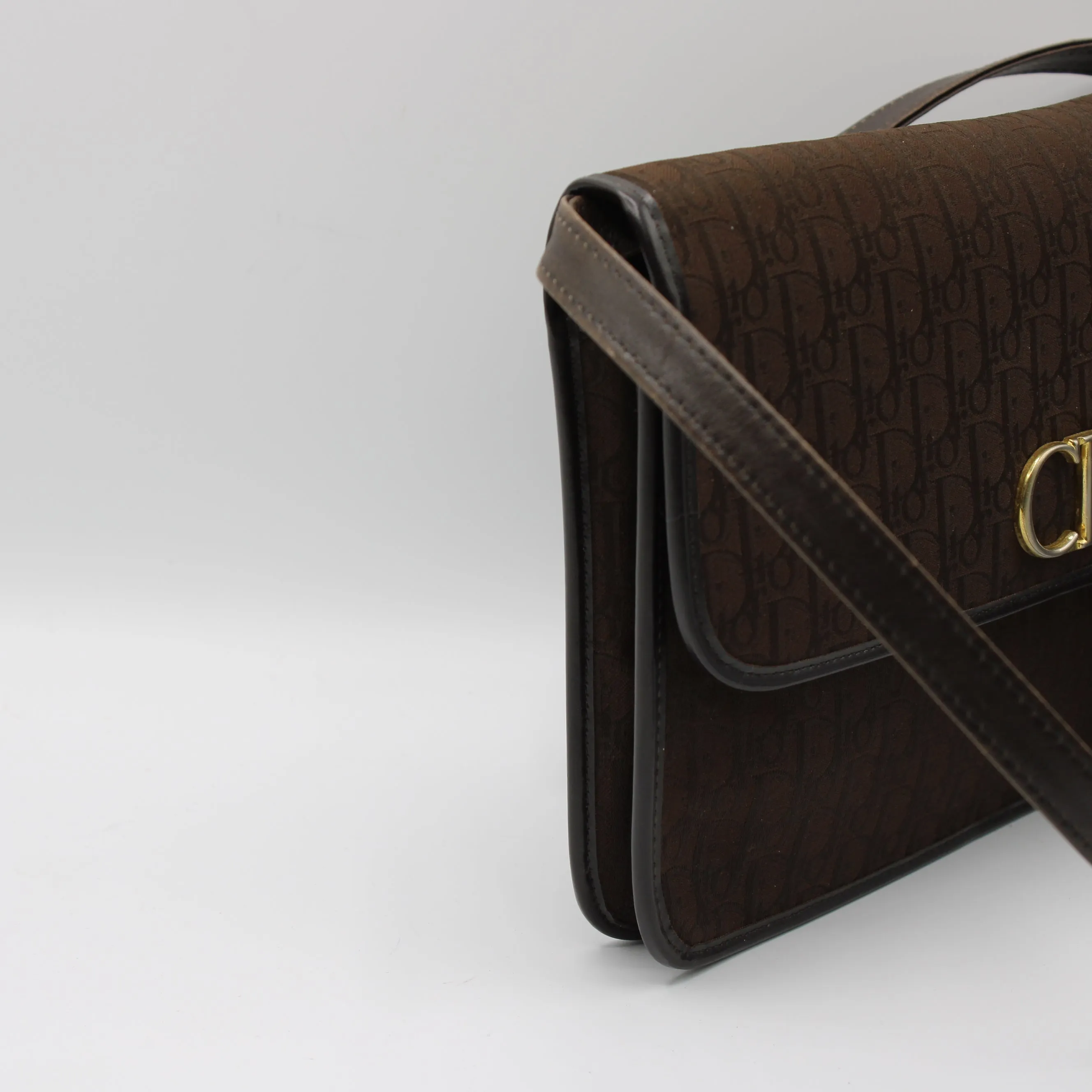 Christian Dior Brown Trotter Canvas Leather Crossbody Bag