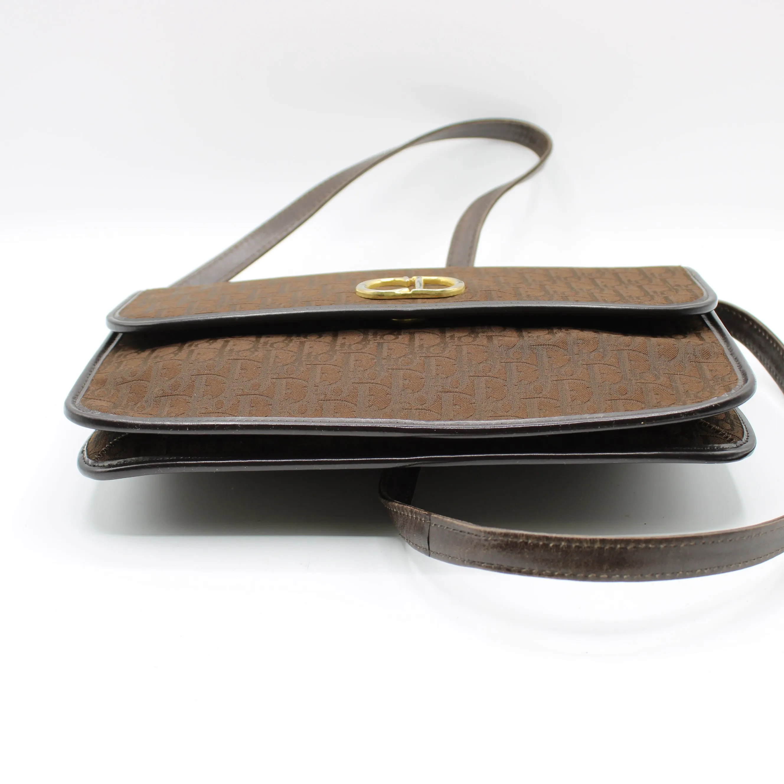 Christian Dior Brown Trotter Canvas Leather Crossbody Bag