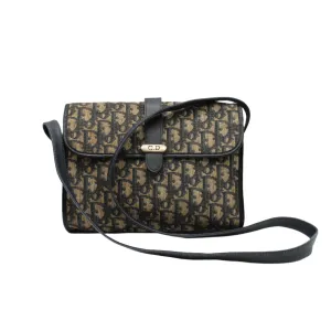 Christian Dior Trotter Brown Canvas Leather Flap Crossbody Bag