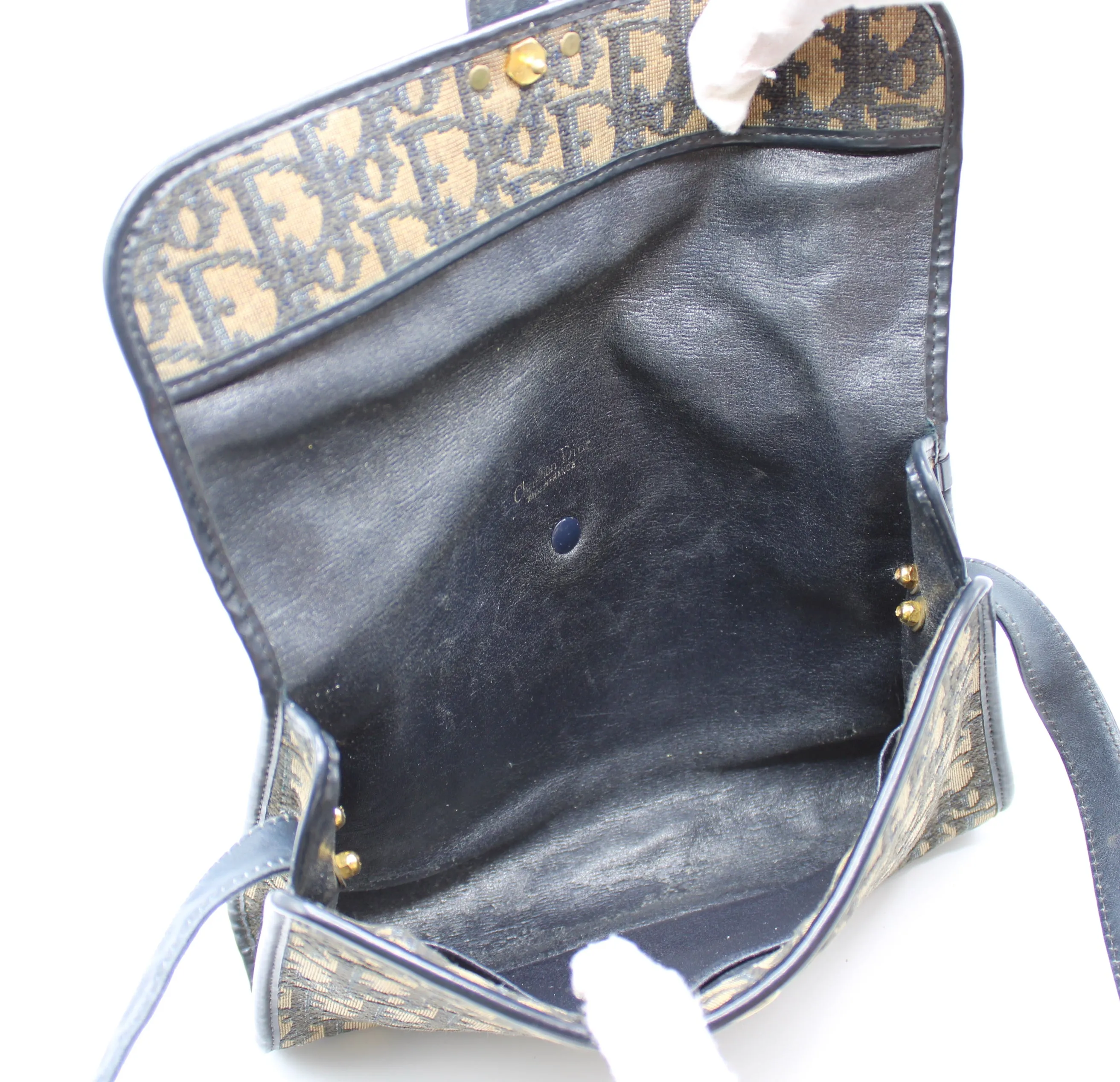 Christian Dior Trotter Brown Canvas Leather Flap Crossbody Bag