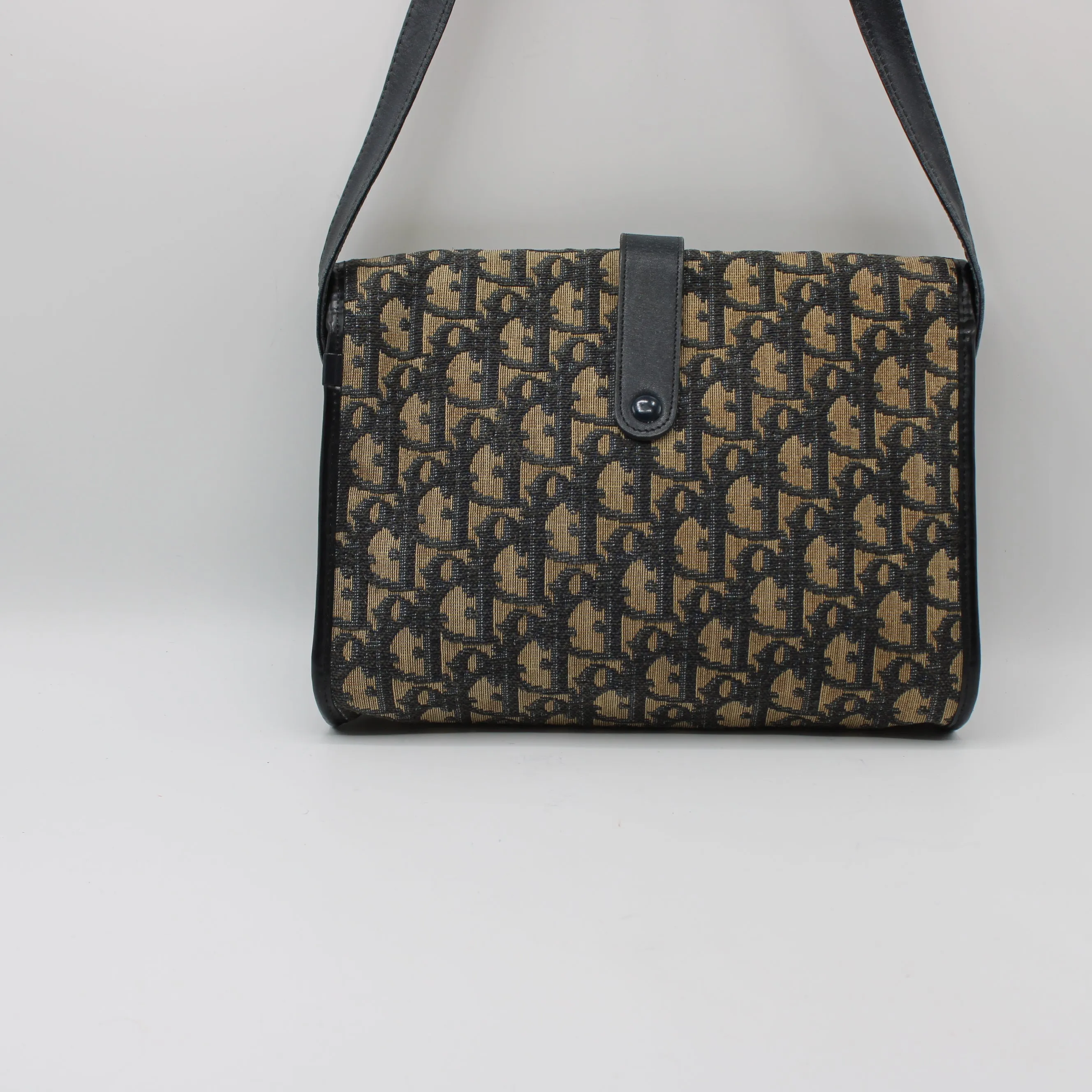 Christian Dior Trotter Brown Canvas Leather Flap Crossbody Bag