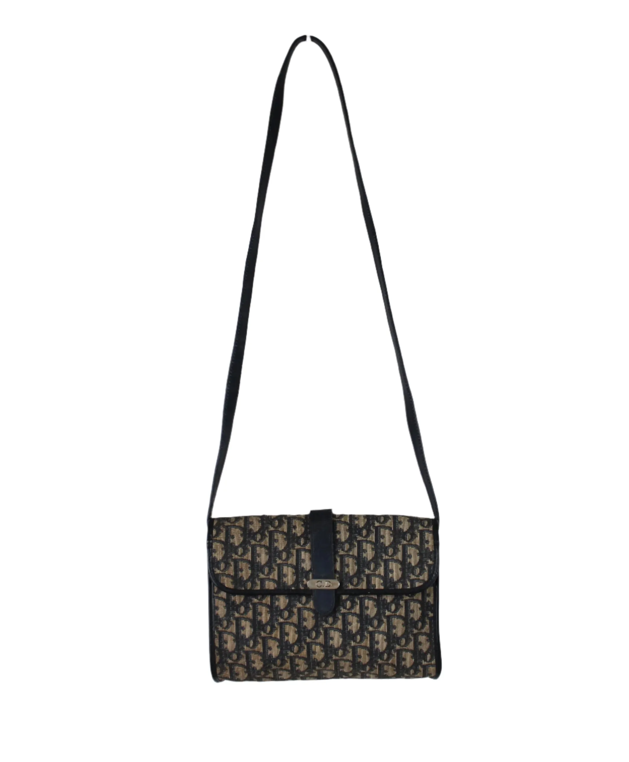 Christian Dior Trotter Brown Canvas Leather Flap Crossbody Bag