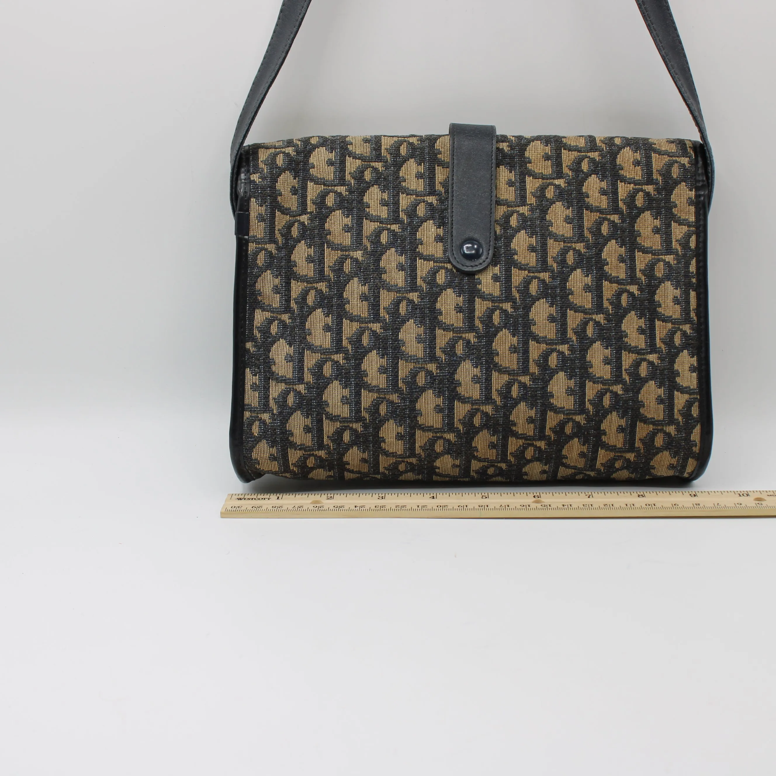 Christian Dior Trotter Brown Canvas Leather Flap Crossbody Bag