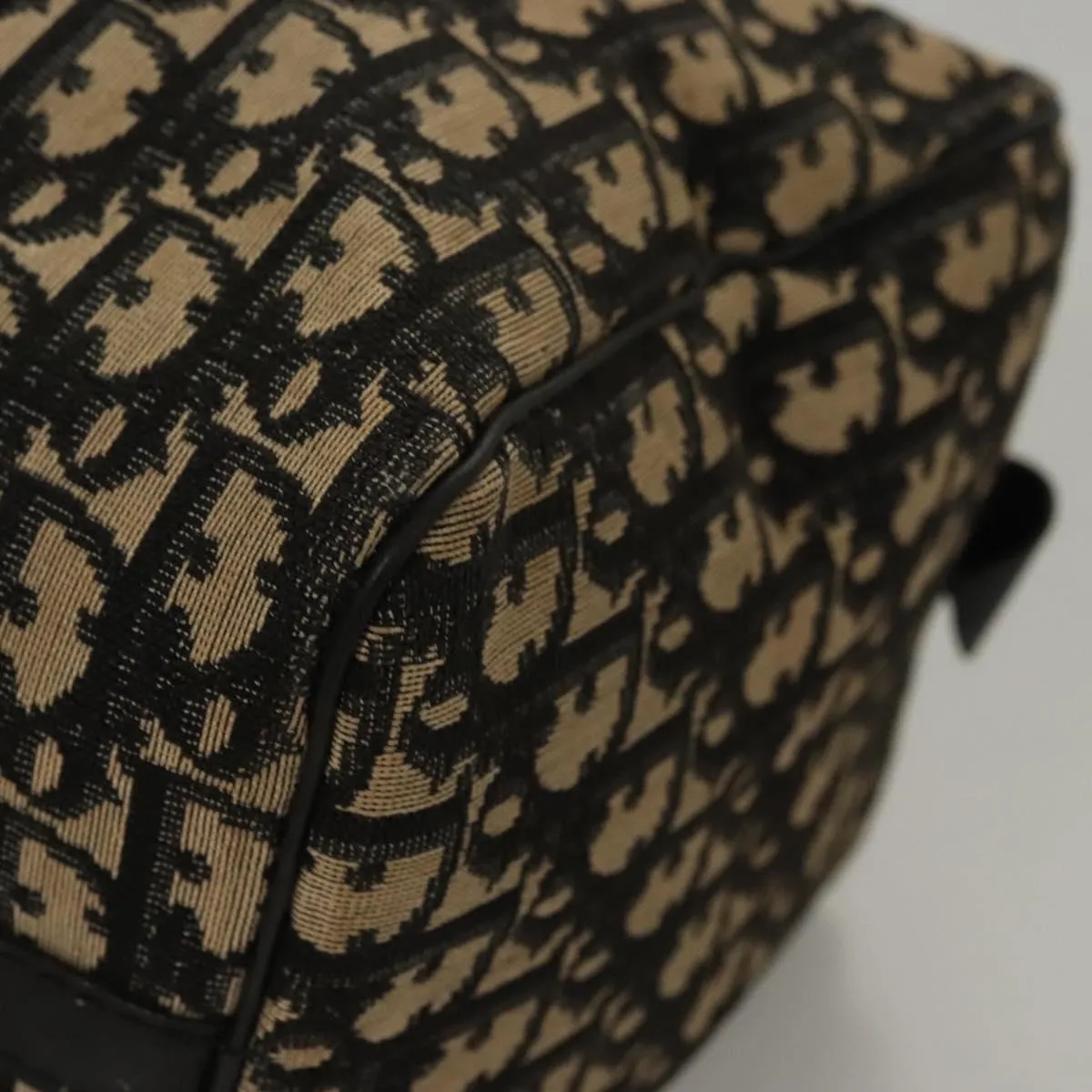 Christian Dior Trotter Canvas Boston Bag Black Auth BD1856