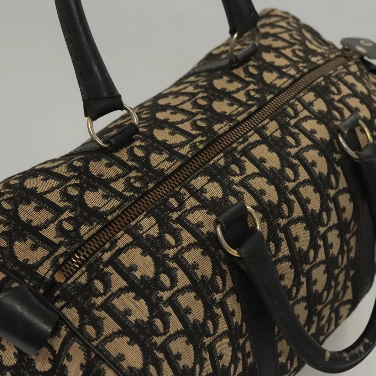Christian Dior Trotter Canvas Boston Bag Black Auth BD1856