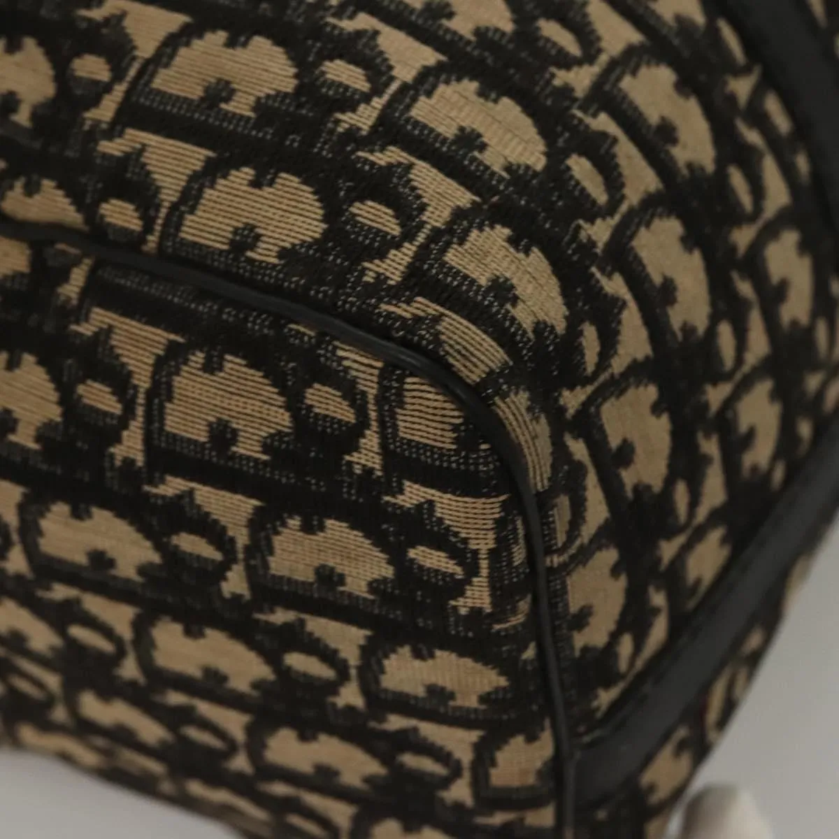 Christian Dior Trotter Canvas Boston Bag Black Auth BD1856
