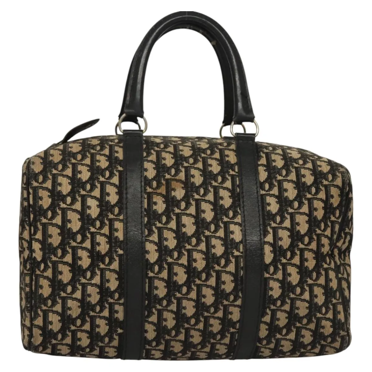 Christian Dior Trotter Canvas Boston Bag Black Auth BD1856