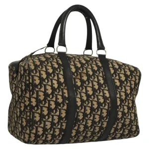 Christian Dior Trotter Canvas Boston Bag Black Auth BD1856